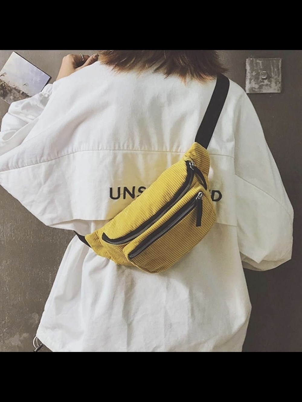 🐝 Yellow Corduroy Bag